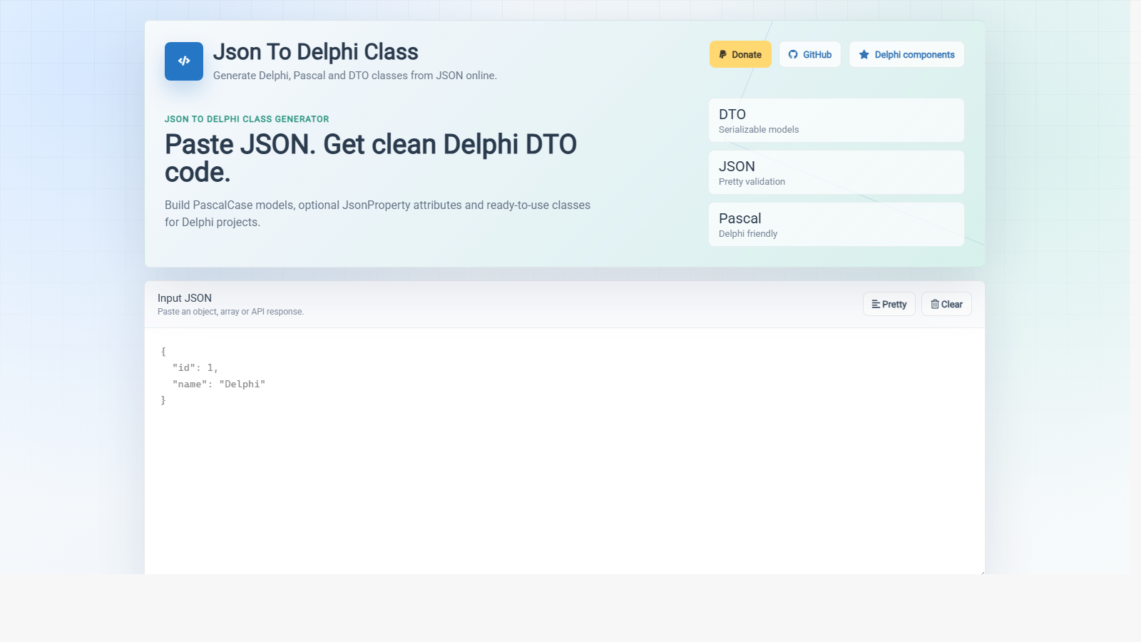 JsonToDelphi