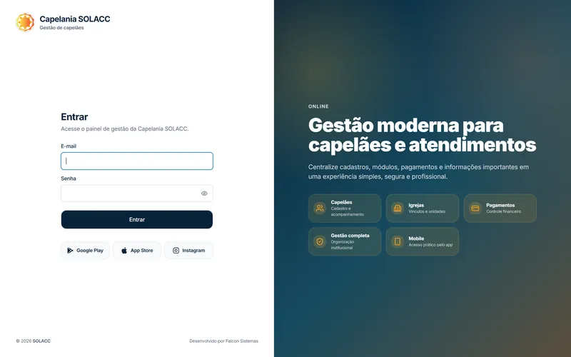Painel de gestão da Capelania SOLACC