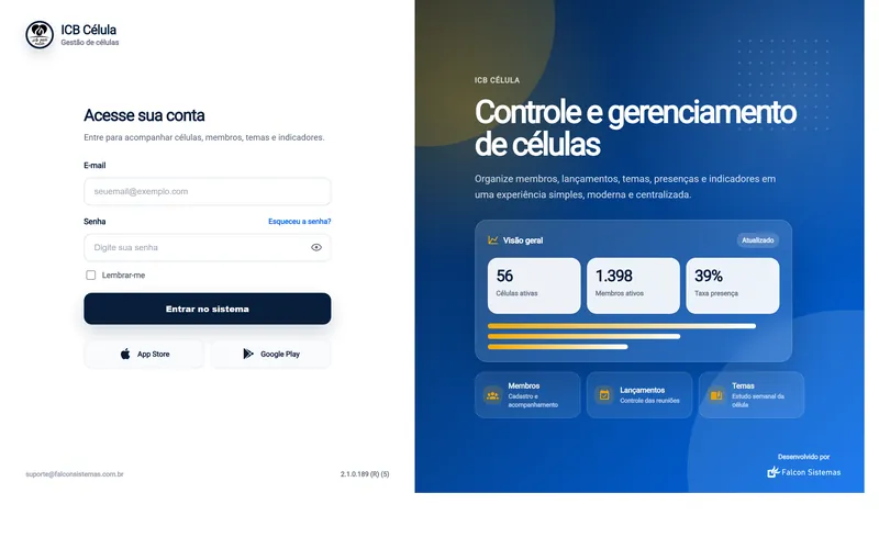Tela de acesso do ICB Célula